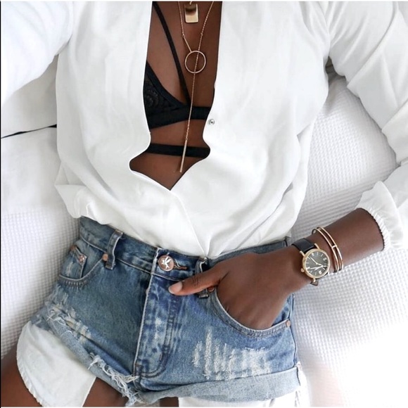 One Teaspoon Pants - One by One Teaspoon Hawks high rise cuff hem short